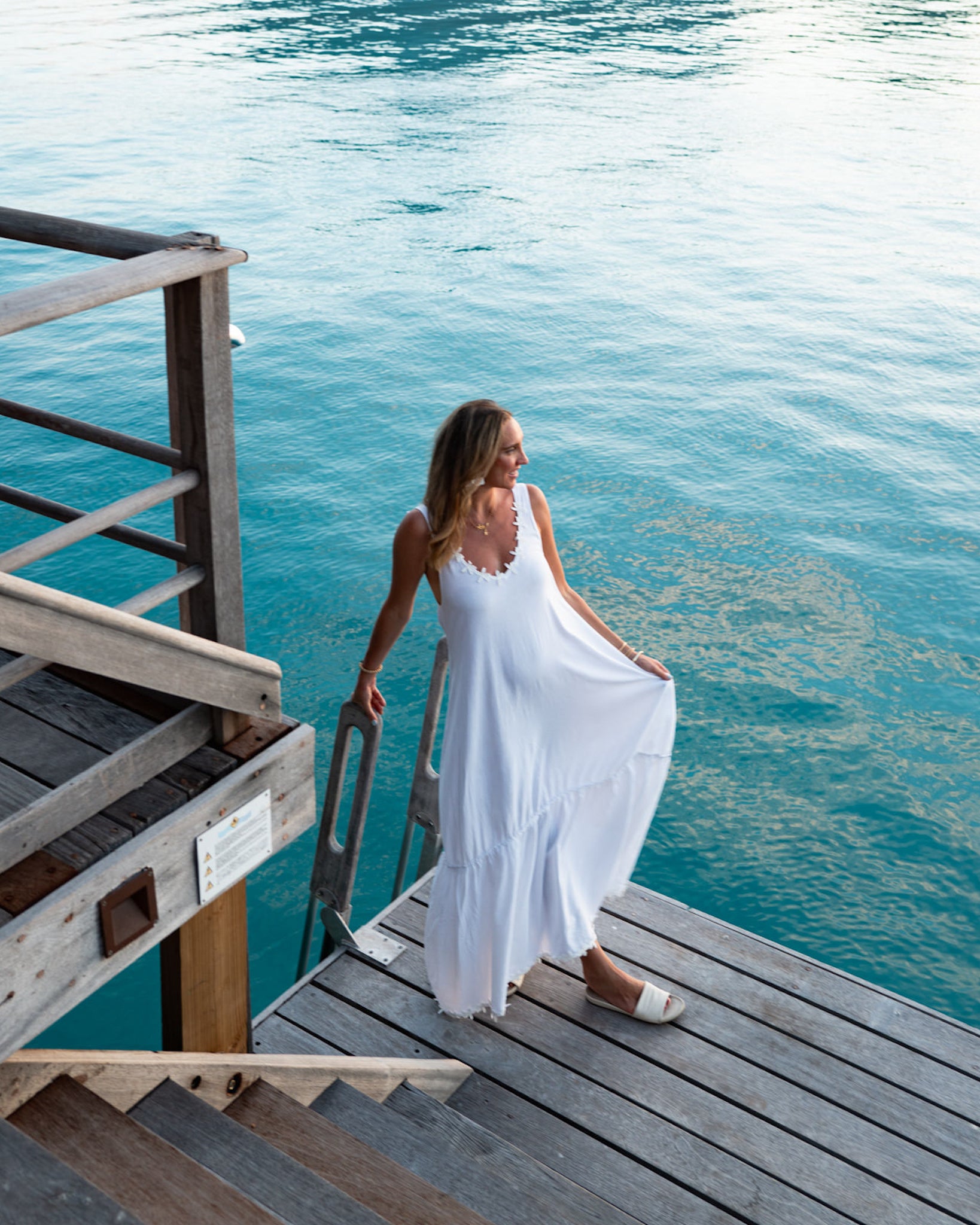 KENNY FLOWERS The Jetset   White Linen Vacation Dress