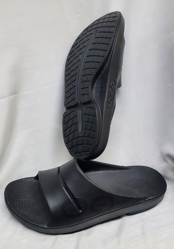 Oofos Mens Shoes Size 45 US 12 Black Rubber Slip On Sandals Open Toes Comfort