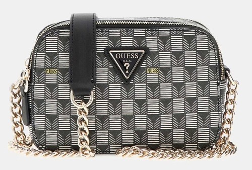 Guess G Wave Geometric Print Mini Crossbody Womens Bag In Black Multi