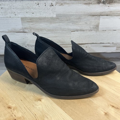 BRANDBLACK Lucky Brand Womens Mahzan Black Loafer Heels Shoes 8 Medium