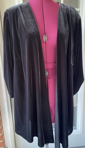 Alex Evenings Sz 2X Black Velvet Dressy Open Front Jacket Long Sleeve Cardigan