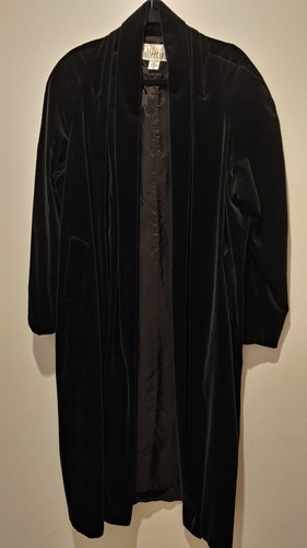 JS Collections Vtg Coat Medium Black Velvet Draped Full Length Opera