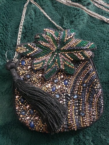 ZARA HANDMADE BEADED EMBELLISHED PINEAPPLE SMALL CROSSBODY SHOULDER BAG HANDBAG