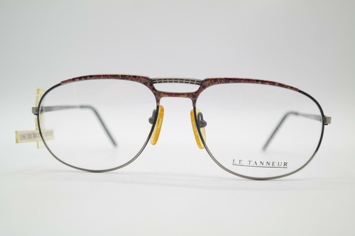 Vintage Le Tanneur 12 Silver Black Copper Oval Glasses Frame NOS