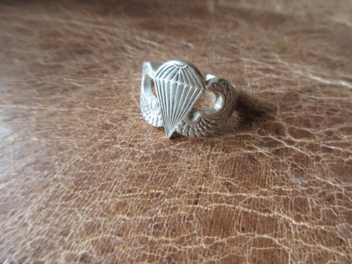 US Army Paratrooper Wings Sterling Ring Airborne Glider Flight WK2 WWII Sz 12
