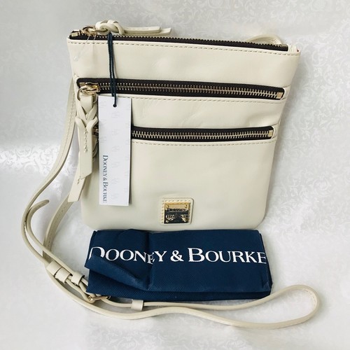 OFF WHITE DOONEY & BOURKE GENUINE LEATHER WhiteTriple Zip Crossbody include Dust Bag NWT