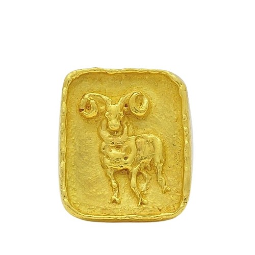 Boris Lebeau 22k Gold Signet Ring Aries Zodiac Sign