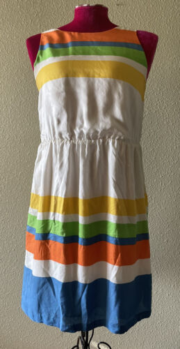 ESSENTIALS Anthropologie Girls From Savoy Essential Stripes Silk Sundress SZ 0