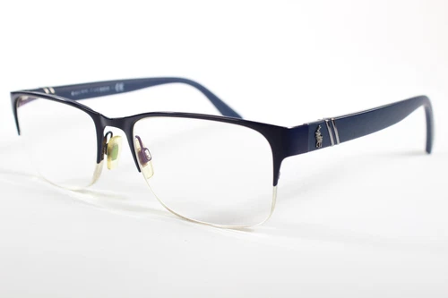 Ralph Lauren Eyeglasses PH 1181 Men Blue Semi Rimless Metal Glasses Frames 56 mm