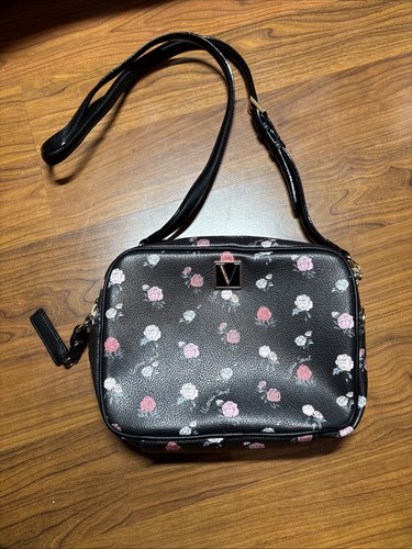 UNDERCOVER Victoria Secret Black Floral Crossbody Purse Adj. Strap & Small Mirror Included