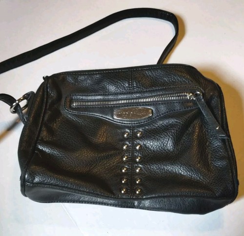 AWAY nicole miller crossbody purse Black Faux Leather Crossbody Body Purse