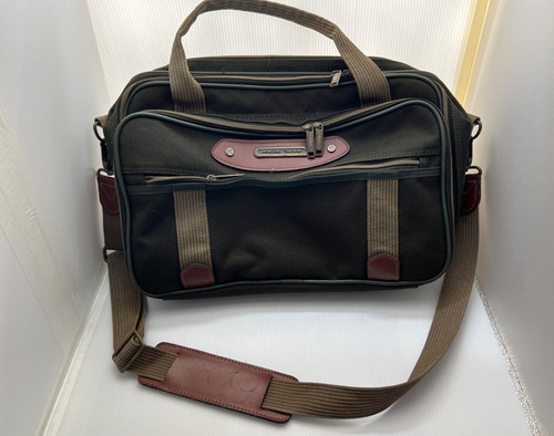 Vintage Samsonite Carry On Overnight Luggage Bag Olive Green GOOD COND.