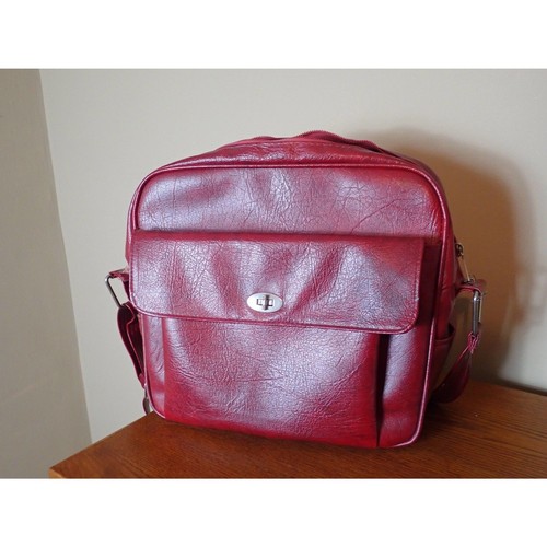 Samsonite Sentry Bag Red Leather Travel Carry on Suitcase Bag Purse
