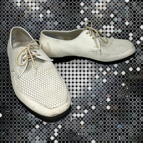 RENS ORIGINAL Vintage 1970s White Leather Men’s Leisure Shoes Disco Sears 7 Hippie Mod Groovy