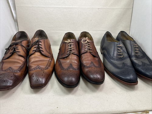 Three Pairs Antonio Maurizi Wingtip Leather Oxford Men's Shoes Size 12 US 45 EU