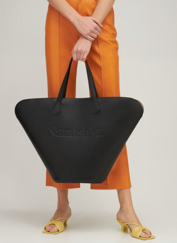 Nanushka Juno Large Embossed Patent Vegan Leather Tote Black MSRP$795 RARE FIND