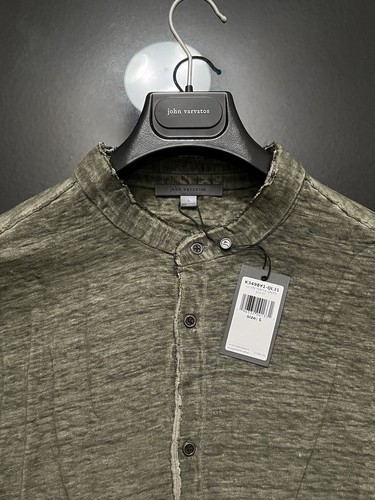 John Varvatos Collection Luxury Shirt   Linen   Band Collar   Turtle   $298 NWT