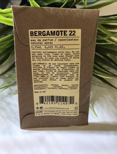 Le Labo Bergamote 22 Eau de Parfum EDP Sample Vial Spray .75ml Factory Sealed