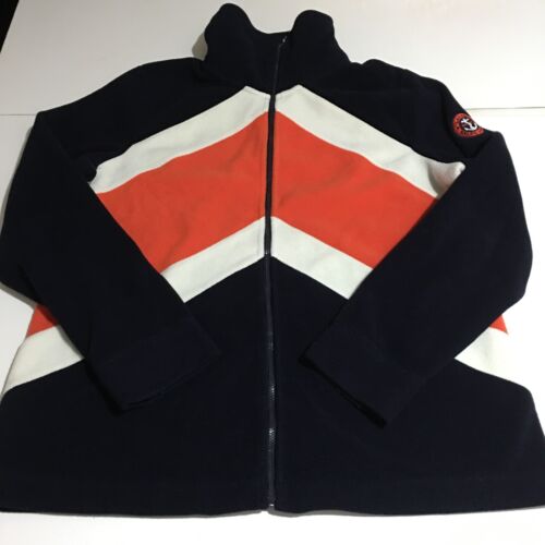 LAUREN RALPH LAUREN Lauren Active Ralph Lauren L RL Womens XL Fleece Jacket Orange Navy Full Zip YC