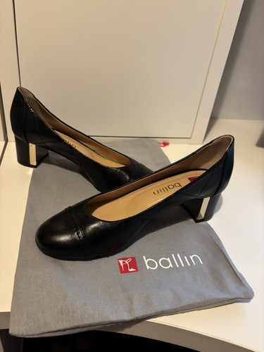 BALLIN SHOES Scarpe Ballin vera pelle nera italiana EU 40 UK 7 8  tacco a blocco 4 5 cm 2 5 pollici