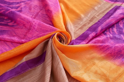 PALACE Vintage Purple Sarees 100% Pure Silk Fabric Dress Craft Sewing 5 Yard Sari Decor