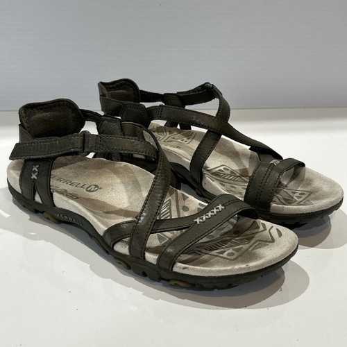 Merrell Sandali Marrone Oliva Sandspur Pelle Escursionismo Trekking Scarpe Comode Donna 6