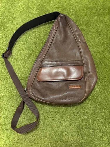 L.L.BEAN Vintage LL Bean AmeriBag Brown Leather Traveler Sling Backpack Crossbody Bag