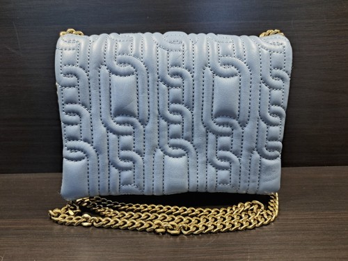 Zara Mini Chain Motif Quilted Crossbody Handbag PU Leather Blue Shoulder Bag