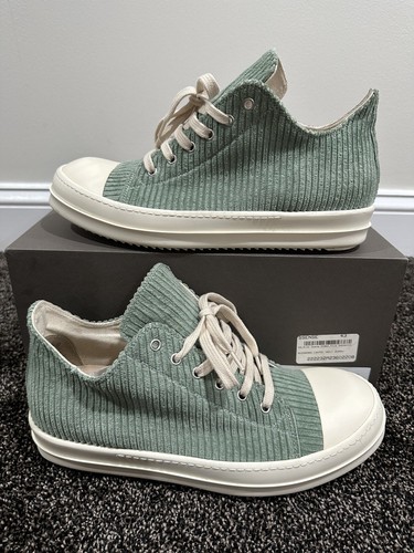 RICK OWENS (DRKSHDW) Rick Owens Drkshdw Ramones Low Mint Green Corduroy Sneakers