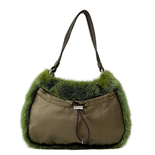 LUAR PRADA Mini Green Fur Shoulder Bag
