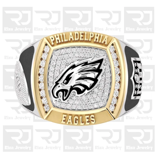 Philadelphia Eagles Men's 2.Ct Moissanite Two Tone 925 Silver Championship Ring