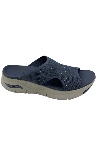 Skechers Arch Fit Pearl Embellished Slide Sandals Slate