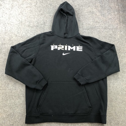 Nike Hoodie Men XL Black Hooded Pullover Spell Out Coach Prime Deion Sanders
