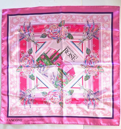 Lancome Paris By Jasmin Pannu Satin Neck Scarf Pink Domaine De La Rose Small 20'