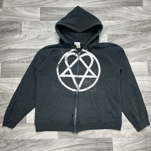 CHROME HEARTS Vintage HIM Heartagram Hoodie Adult L Bam Margera Metal Rock Goth Emo Grunge Zip