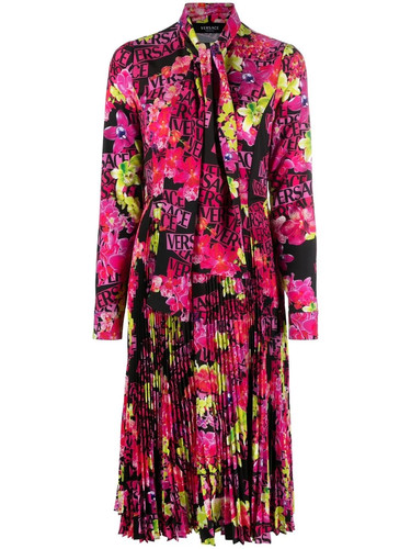 VERSACE Crepe Pleated Midaxi Dress 44 IT