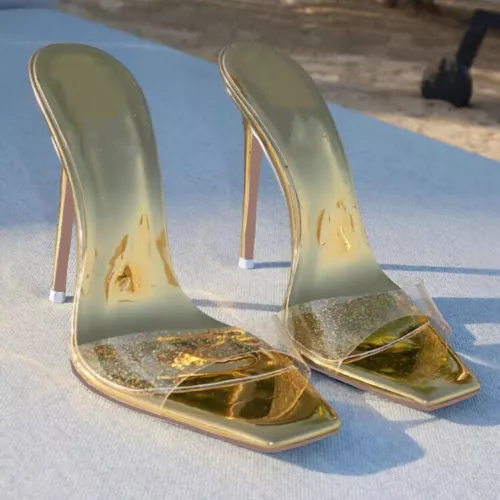 PANTOFOLA D’ORO Sandali donna tacco alto slip on mules sexy slide ciabatte sera punta quadrata