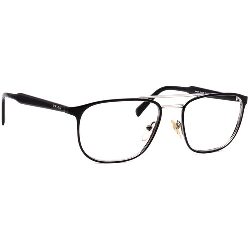 Prada Eyeglasses VPR 54X YDG 1O1 Black/Gunmetal Pilot Frame Italy 54[]18 145