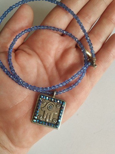 Women Necklace Blue DIOR Silver Hamasa goos luck