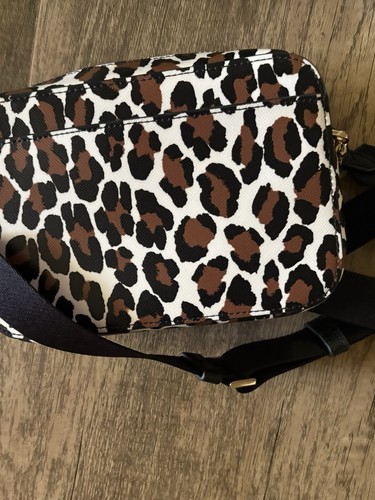 Borsa mini cam Kate Spade Madison leopardata maculata nuova con etichette KI377 crema multi