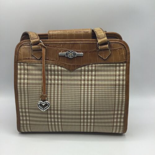 STATE BAGS Vintage Brighton Leather Plaid Shoulder Bag