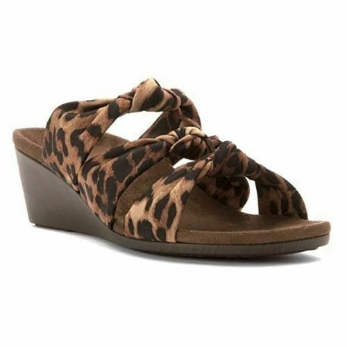 Vionic Orthaheel Womens Park Rizzo Wedge Sandals Tan Leopard Shoe Size 7 M