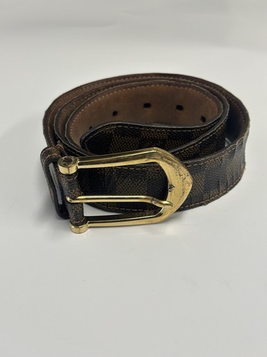 LOUIS VUITTON（LV） Cintura uomo Louis Vuitton usata marrone stampa logo LV taglia 34.