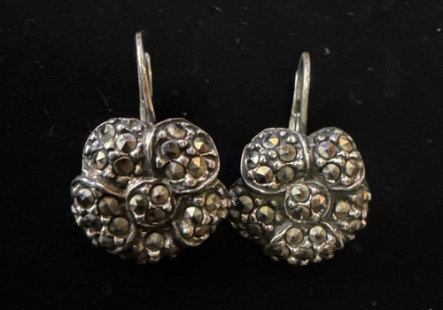 Vintage GA Italy Stamped Giorgio Armani 925 Sterling Silver Earrings 1” 55 Grams