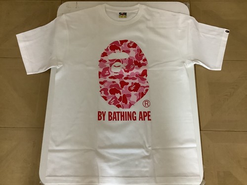 A BATHING APE (BAPE) T shirt maglietta autentica ape bape abc camo by bathing ape bianca rosa XL 2xl nuova
