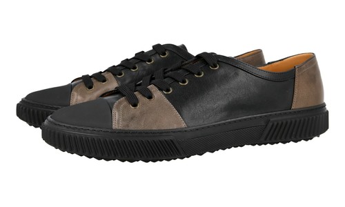 LUSSO SNEAKER PRADA SCARPE 4E3058 NERO MARRONE PELLE NUOVE 9 43 43 5