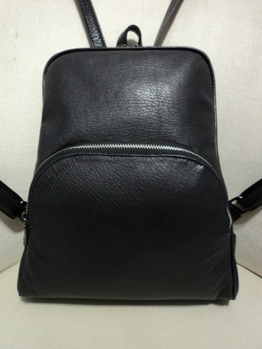 BERSHKA Zaino donna in pelle nera donna vera pelle d'agnello cinturino regolabile morbido
