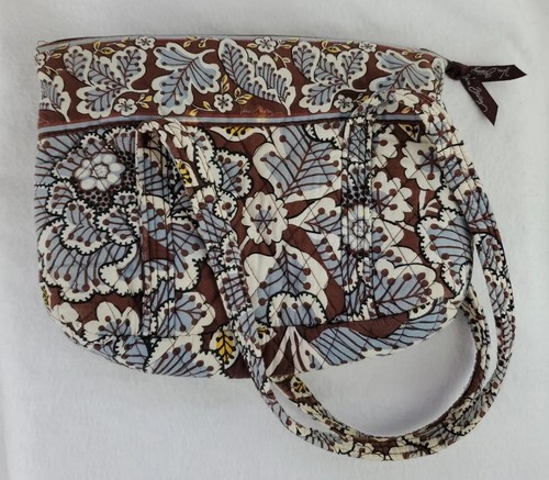 Vera Bradley Paisley Blue Brown Quilted Bag Purse 9"x12" Double Strap