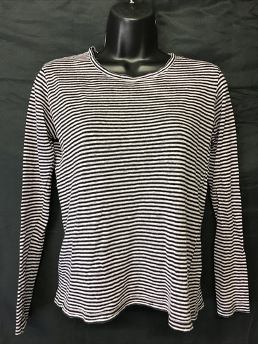 Isabel Marant Etoile Yikes Black & Pink Striped Long Sleeve Cotton Linen Top XS