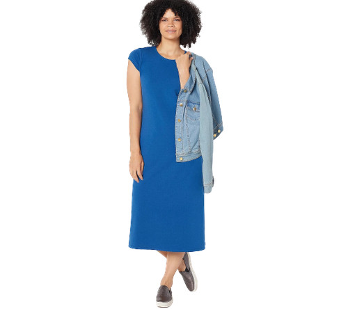 Denim & Co. Essentials Perfect Jersey Midi Dress Set Sail Blue Size XS A399755
